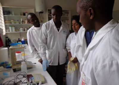 Trainers; Warren (A) and Allan (B) taking the trainees the step to characterize the bean pathogens using molecular techniques.