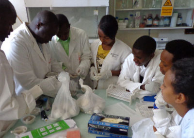 Trainers; Warren (A) and Allan (B) taking the trainees the step to characterize the bean pathogens using molecular techniques.