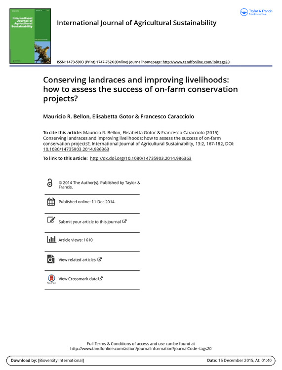 Conserving landraces and improving livelihoods: how to assess the success of on-farm conservation projects?