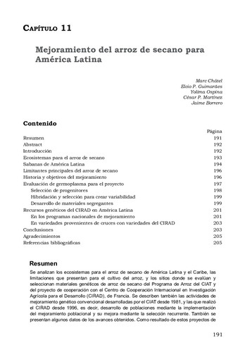 Mejoramiento del arroz de secano para América Latina