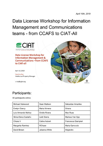 Data License Workshop for Information Management and Communications ...