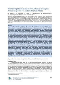 Harnessing the diversity of wild relatives of tropical fruit tree species for sustainable livelihoods