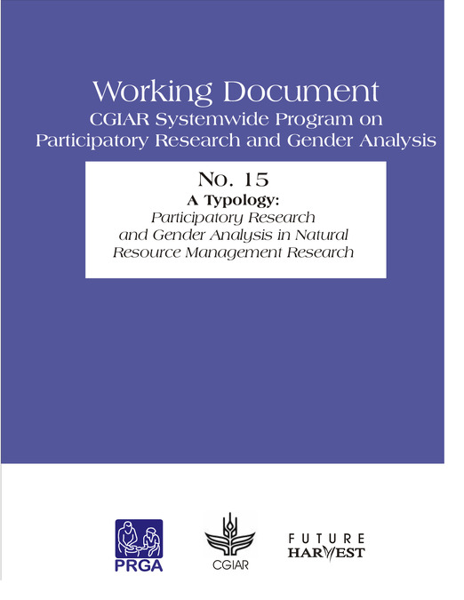 A typology: participatory research and gender analysis in natural ...