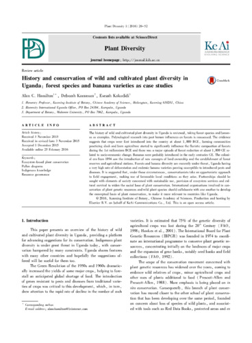 History and conservation of wild and cultivated plant diversity in Uganda: forest species and banana varieties as case studies