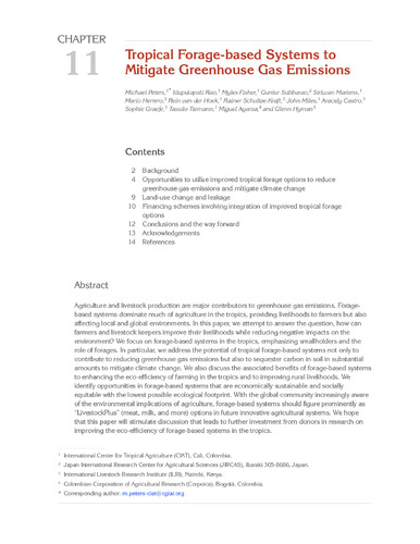 Tropical forage-based systems to mitigate greenhouse gas emissions