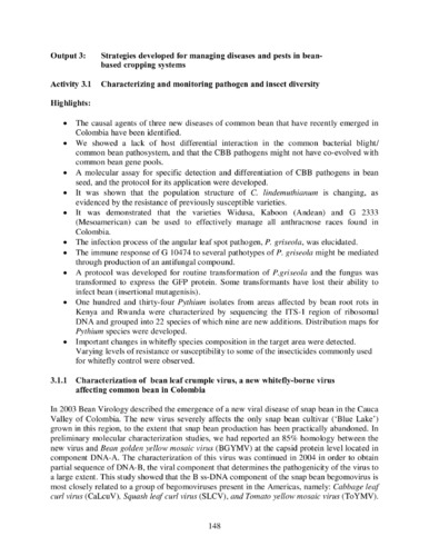 Strategies developed for managing diseases and pests in bean-based cropping systems: Output 3