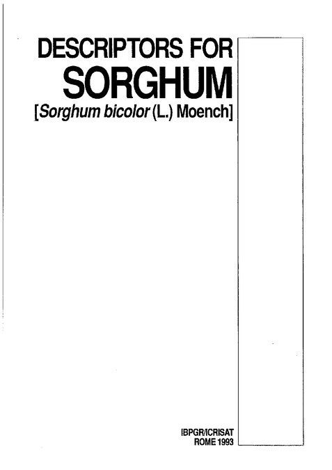 Descriptors for Sorghum [Sorghum bicolor (L.) Moench]