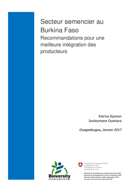 Secteur semencier au Burkina Faso : Recommendations pour une meilleure integration des producteurs