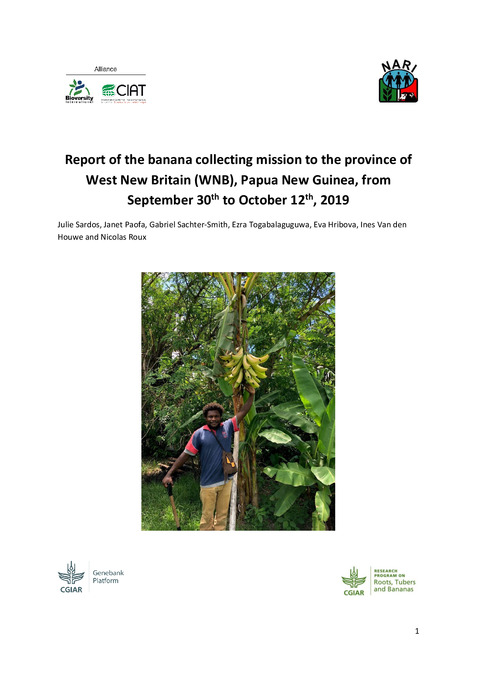 Report from the banana collecting mission to the Province of West New Britain, Papua New Guinea from September 30th to October 12th, 2019.