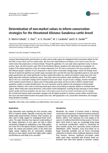 Determination of non-market values to inform conservation strategies for the threatened Alistana-Sanabresa cattle breed