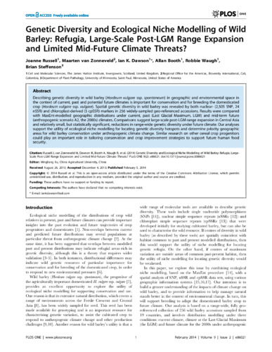 Genetic diversity and ecological niche modelling of wild barley: refugia, large-scale post-LGM range expansion and limited mid-future climate threats?