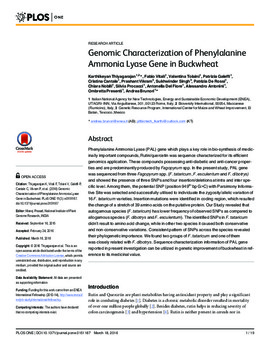 Genomic Characterization of Phenylalanine Ammonia Lyase Gene in Buckwheat