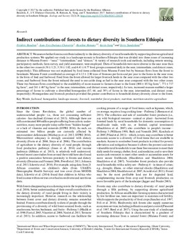 Indirect contributions of forests to dietary diversity in Southern Ethiopia