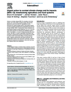 Urgent action to combat climate change and its impacts (SDG 13): transforming agriculture and food systems