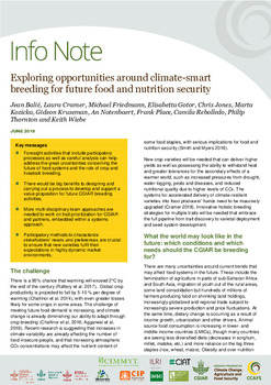 Exploring opportunities around climate-smart breeding for future food and nutrition security