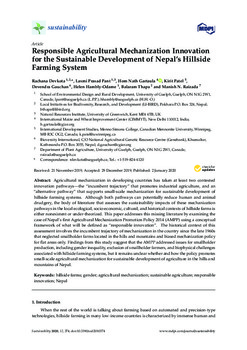 Responsible Agricultural Mechanization Innovation for the Sustainable Development of Nepal?s Hillside Farming System