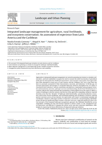 Integrated landscape management for agriculture, rural livelihoods, and ecosystem conservation: an assessment of experience from Latin America and the Caribbean