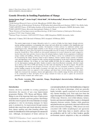 Genetic diversity in seedling populations of Mango