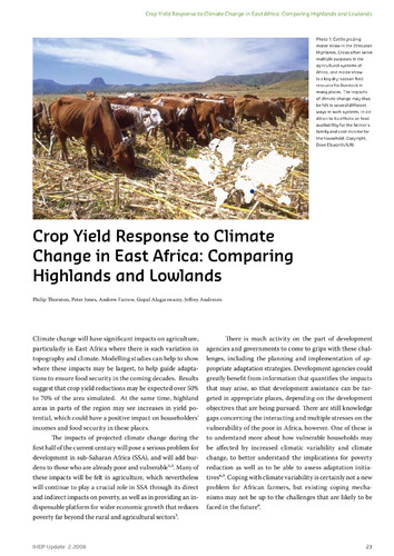 Crop yield response to climate change in East Africa: comparing highlands and lowlands