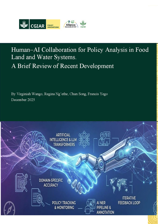 Human&ndash;AI collaboration for policy analysis in food land and water systems.  A brief review of recent development