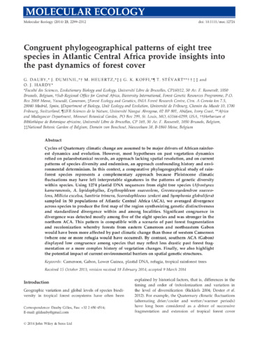 Congruent phylogeographic patterns of eight tree species in Atlantic Central Africa provide insights on the past dynamics of forest cover