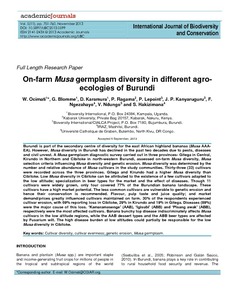 On-farm Musa germplasm diversity in different agroecologies of Burundi