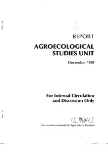 Agroecological Studies Unit: December 1989