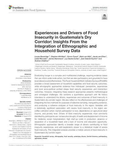 Experiences and drivers of food insecurity in Guatemala's dry corridor: insights from the integration of ethnographic and household survey data