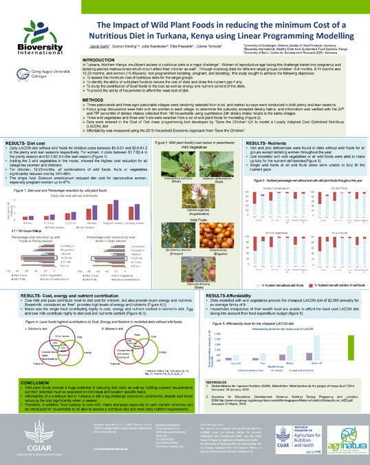 The impact of wild plant foods in reducing the minimum cost of a nutritious diet in Turkana, Kenya using linear programming modelling
