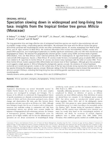 Speciation slowing down in widespread and long-living tree taxa: insights from the tropical timber tree genus Milicia (Moraceae)