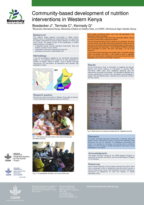 Community-based development of interventions aiming to increase dietary diversity among women and small children in Vihiga County, Western Kenya
