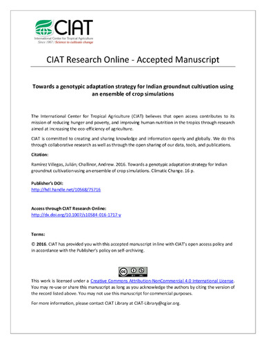 Towards a genotypic adaptation strategy for Indian groundnut cultivation using an ensemble of crop simulations
