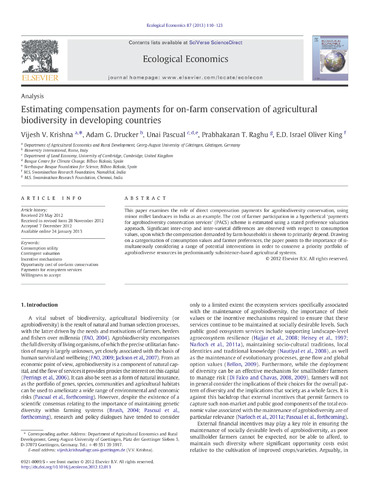 Estimating compensation payments for on-farm conservation of agricultural biodiversity in developing countries