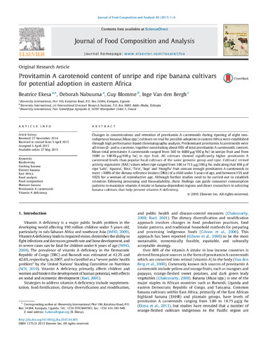 Provitamin A carotenoid content of unripe and ripe banana cultivars for potential adoption in eastern Africa
