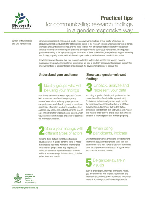 Practical tips for communicating research findings in a gender-responsive way
