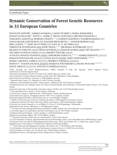 Dynamic conservation of forest genetic resources in 33 European countries