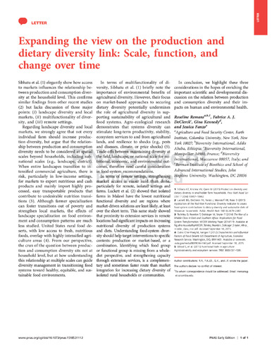 Expanding the view on the production and dietary diversity link: Scale, function, and change over time