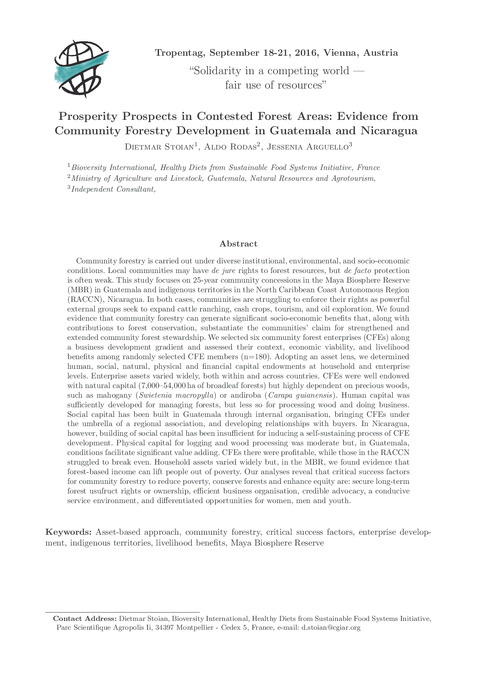 Prosperity prospects in contested forest areas: evidence from community forestry development in Guatemala and Nicaragua