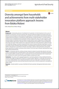 Diversity amongst farm households and achievements from multi-stakeholder innovation platform approach: lessons from Balaka Malawi