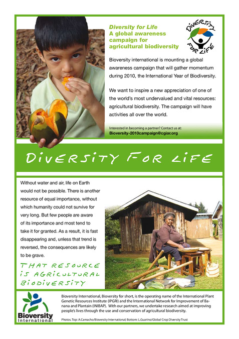 Diversity for Life: A global awareness campaign for agricultural biodiversity