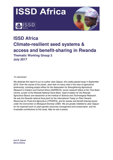 Climate-resilient seed systems and access and benefit-sharing in Rwanda