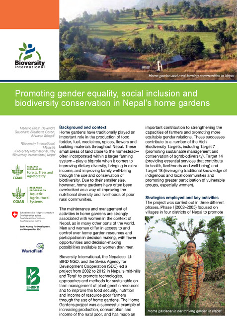 Promoting gender equality, social inclusion and biodiversity conservation in Nepal&rsquo;s home gardens