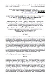 Collective market participation for improved income among smallholder farming households: a case of Balaka Innovation Platform in Malawi