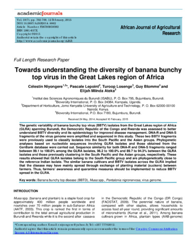 Towards understanding the diversity of banana bunchy top virus in the Great Lakes region of Africa