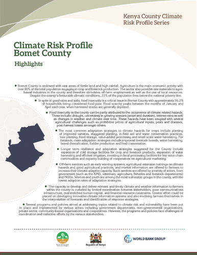 Climate Risk Profile for Bomet County. Kenya County Climate Risk Profile Series