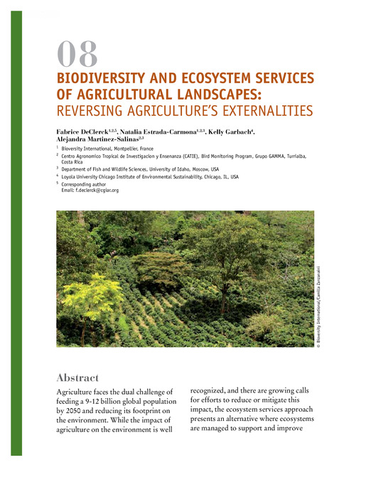 Biodiversity and ecosystem services of agricultural landscapes