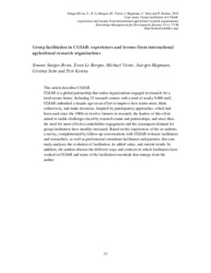 Group facilitation in CGIAR: experiences and lessons from international agricultural research organizations