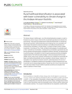 Rural livelihood diversification is associated with lower vulnerability to climate change in the Andean-Amazon foothills