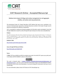 Medium-term impact of tillage and residue management on soil aggregate stability, soil carbon and crop productivity