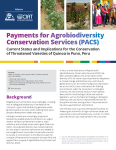 Payments for Agrobiodiversity Conservation Services (PACS): Current status and implications for the conservation of threatened varieties of quinoa in Puno, Peru